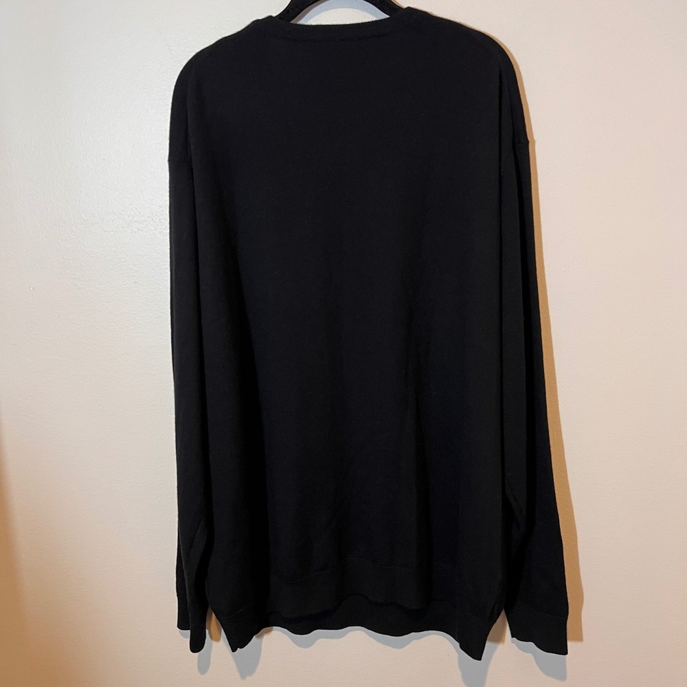 Mens 100% Merino Wool Black V-Neck Sweater Winter Modern Staple Piece TALL XLT‎ - Picture 12 of 14